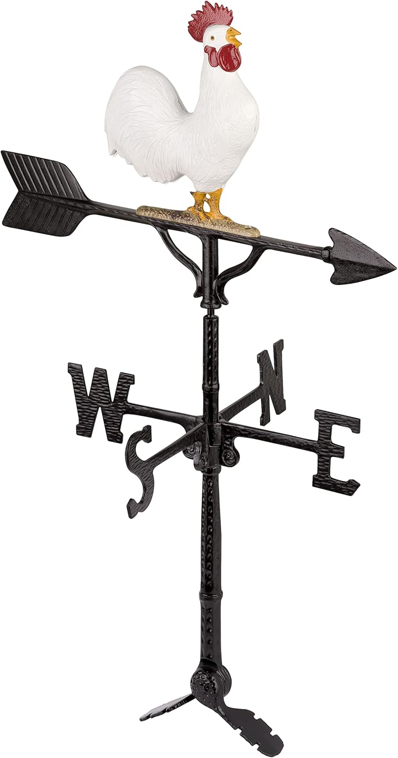 Montague Metal Products - 32'' Aluminum 3D Rooster Weathervane 200 Series - Wind Vane with Ornament - Roof Decor - Mount Included (4 to Choose from) - Hand Cast Aluminum (Oil Rubbed Black)