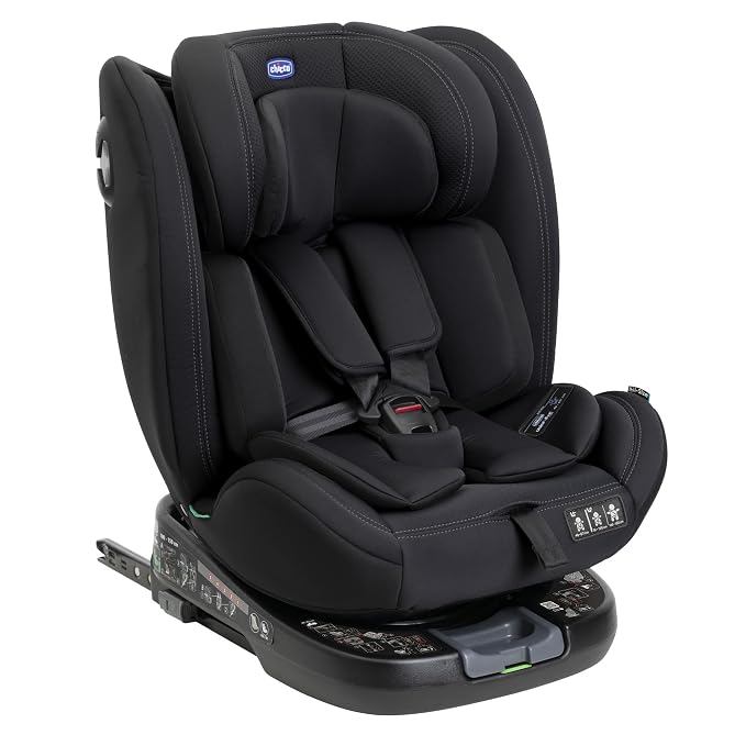 Chicco Unico Evo I-Size Car Seat for 0 months- approx. 12 years (40 Cm to 150 Cm tall) Boy,Girl, Easy installation with Isize (ISOFIX), Rear & Forward Facing, 5 Reclining Positions, Extendable Headrest (Black)