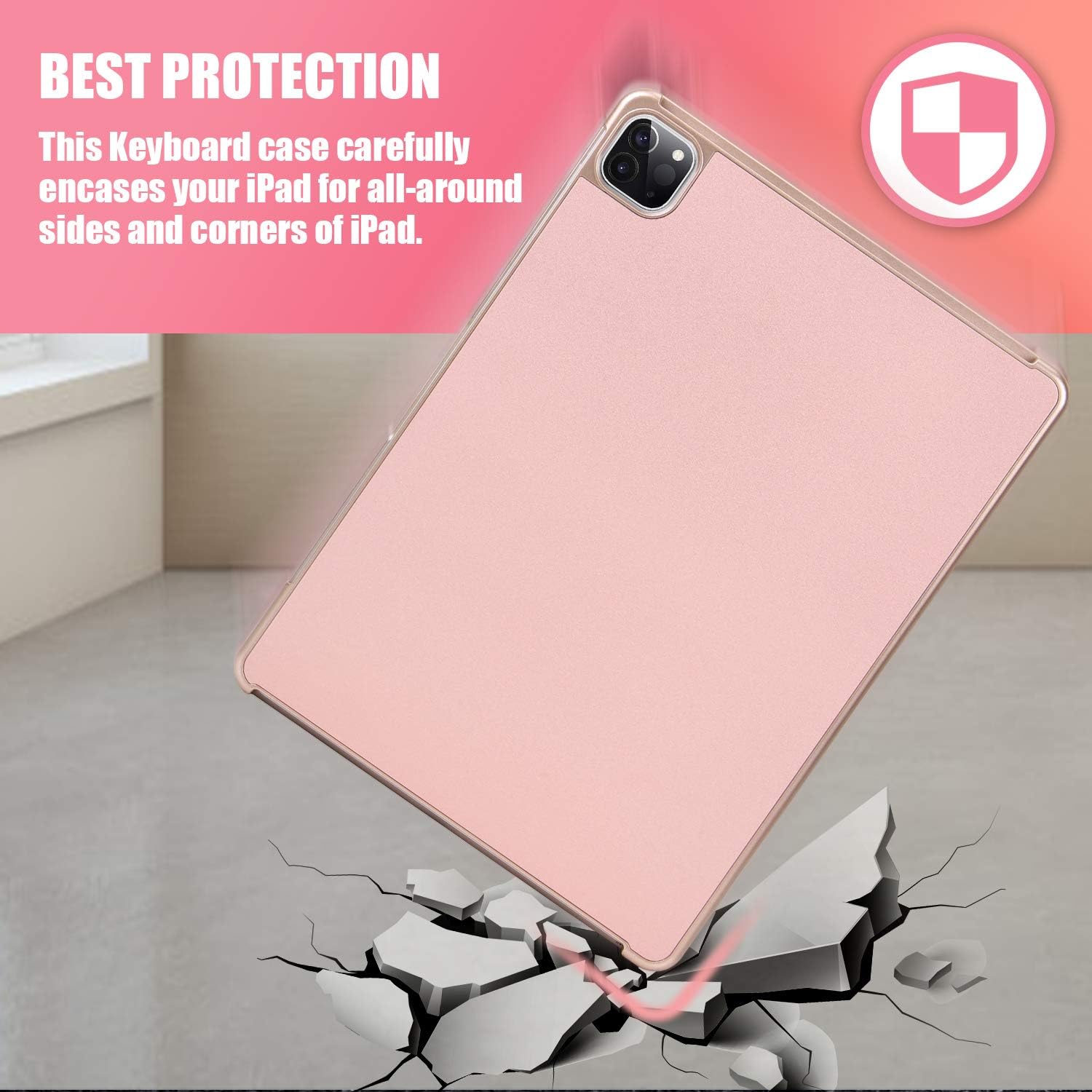 Super Sale 🛒 Touchpad iPad Keyboard Case for iPad Air 4 10.9, iPad Pro 11 2020/2018, ONHI 360 Rotating Smart Keyboard Folio Case, Built-in Touchpad, Pencil Holder, Backlit, Compatible with iPad 10.9/11(Rose Gold)