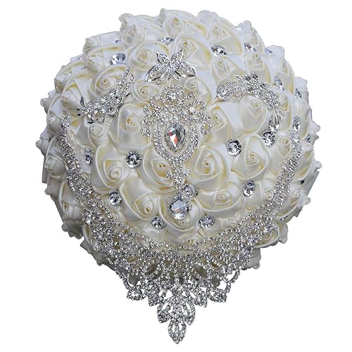 Handmade Luxury Wedding Bridal Bouquet Large Silk Rose Holding Toss