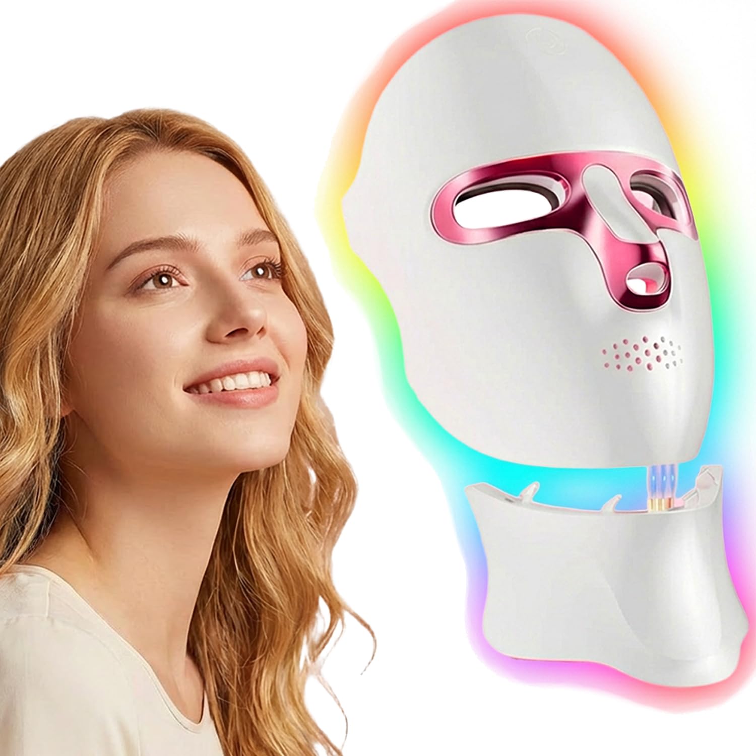 LED Face Mask, Cordless Red Light Therapy for Face and Neck, Skin Care Mask for Collagen Boost,...
