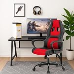 Gaming Chair PU Leather Chairs Ergonomic Office Chair Executive Computer Chairs High Back Computer Task with Lumbar Support Adjustable Height, Red