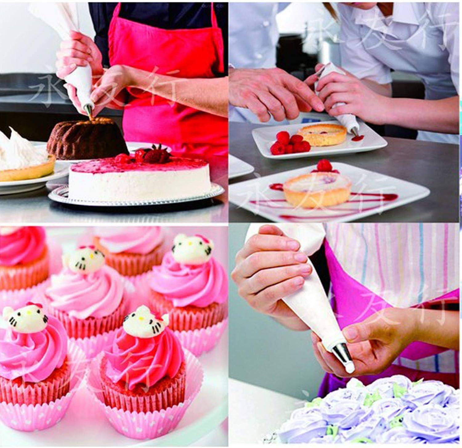 Joyeee 3 Pcs Pastry Bags Reusable, 3 Sizes professional Thick Cotton Icing Pastry Bags, DIY Kitchen Tool Set for Cookies Chocolate Cupcake Dessert Icing Cream, Large Medium Small Strong White Bags