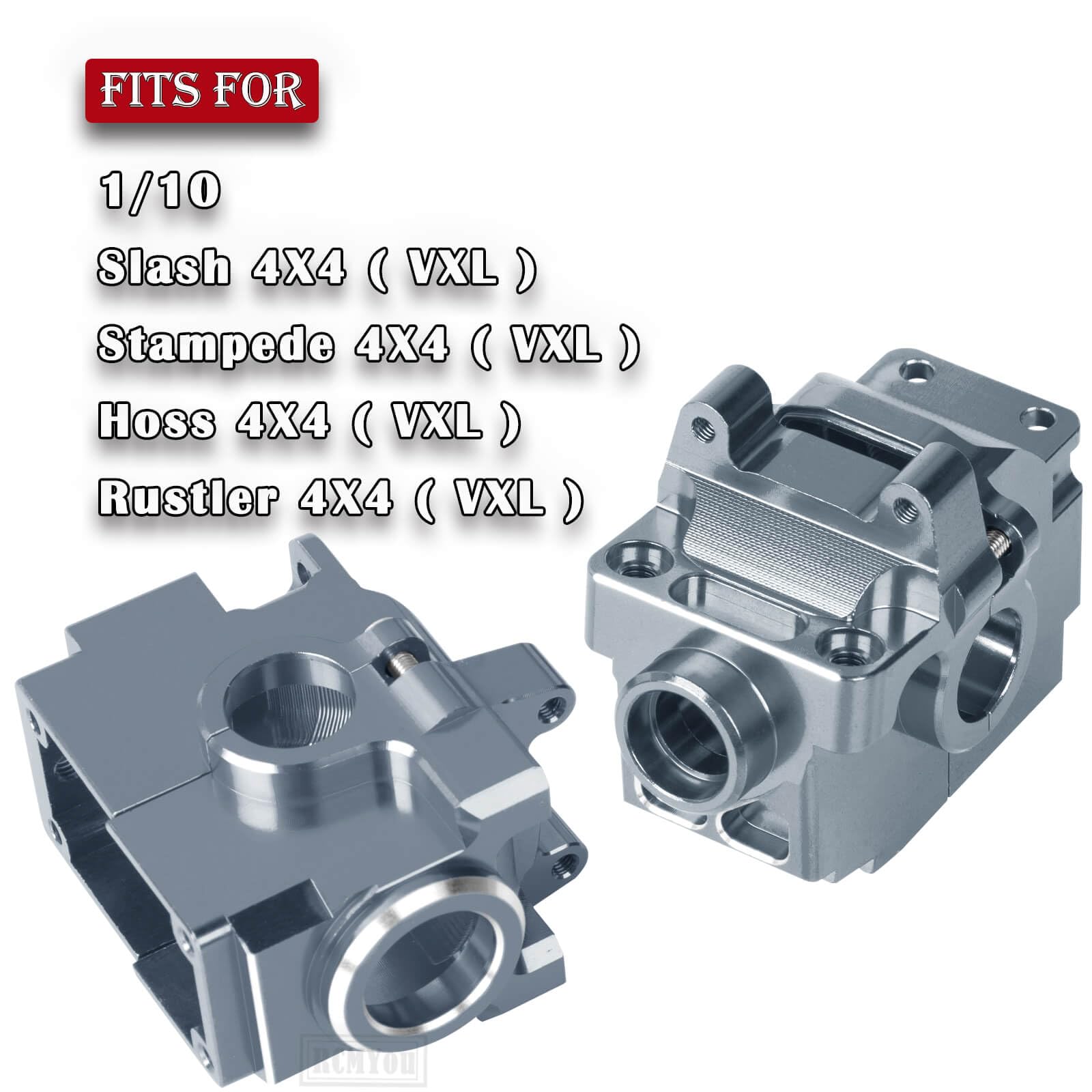 RCMYou Transmission Case Gearbox Upgrades Part for 1/10 Slash/Stampede/Hoss/Rustler VXL 4X4,Aluminum Front Rear Transmission Case Gearbox Hops Ups,Titanium