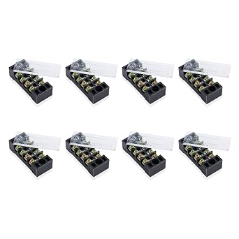 4 Positions Dual Rows 600V 15A Barrier Screw Terminal Strip Block with Cover TB-15048-Pack