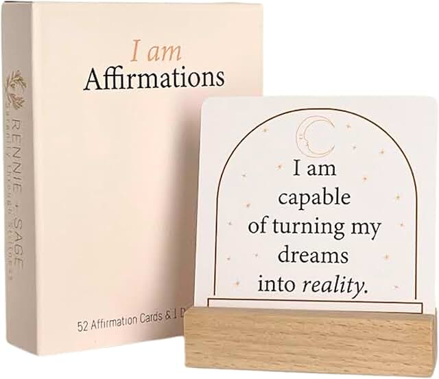Rennie and Sage I Am Positive Affirmation Cards | 52 Decor Cards with Wo...