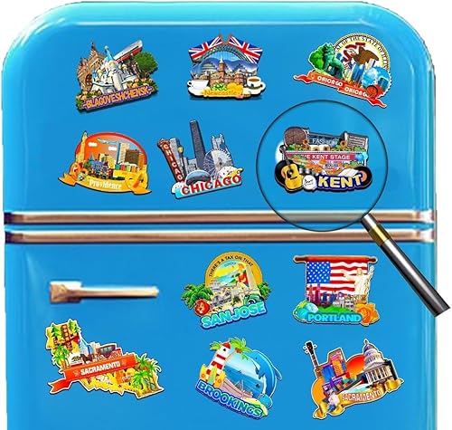 Miniatura 4 de Kent Ohio USA - Imán de madera para nevera, monumentos 3D, recuerdos coleccionables, decoración hecha a mano -3278