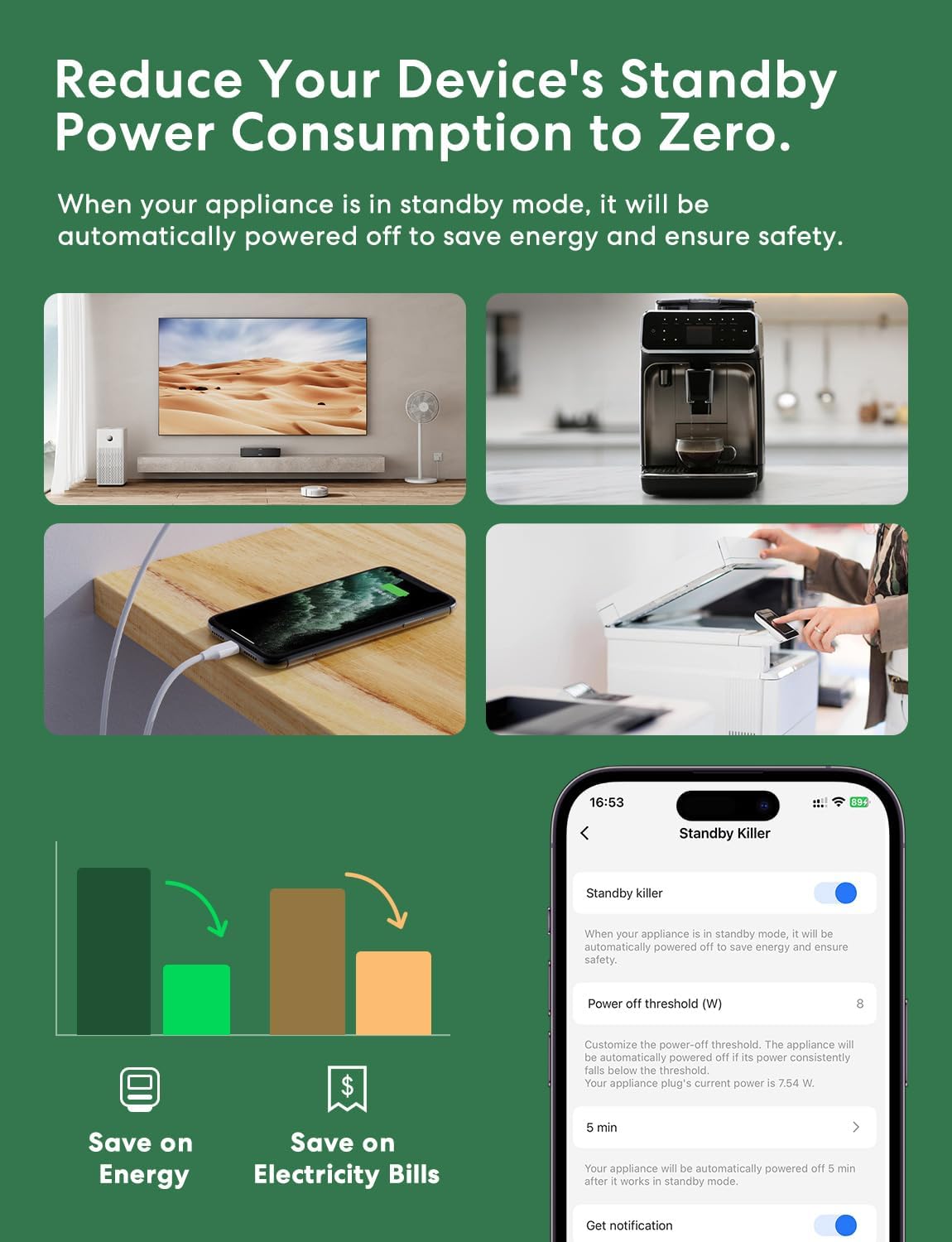 Meross Matter Inteligentne gniazdo zasilające, gniazdo Wi-Fi z licznikiem prądu, obsługa sterowania głosowego, zdalny dostęp, Apple Home, Alexa i Google, 16 A, 2 szt