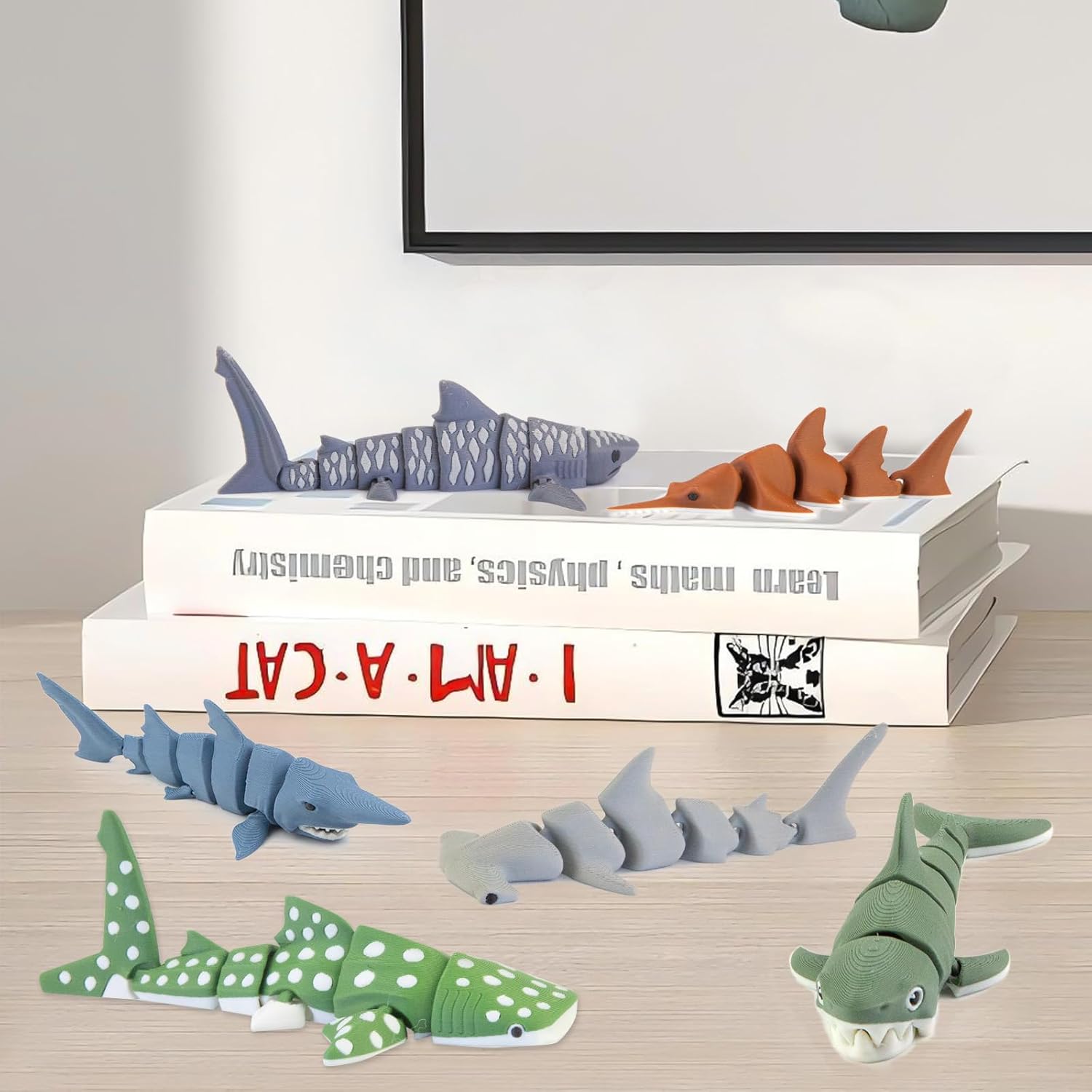Viabty 6PCS 3D Printed Shark Figurines Toys for Kids Toddlers, Realistic Ocean Sea Animals Bath Toys Fidget Toys Cake Toppers Shark Party Decorations Christmas Birthday Gift for Boys Girls