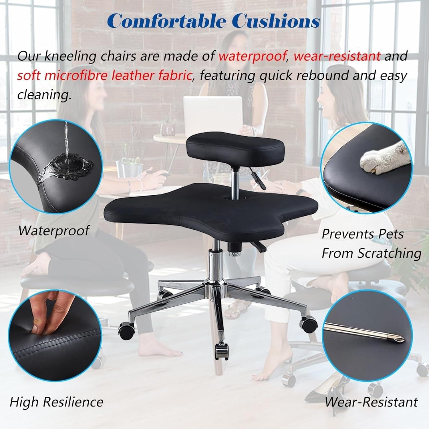 Double-Deck Adjustable Height Kneeling Chair with Wheels, Ergonomic Cross-Legged Meditation Chair for Home, Office & School(Brown)