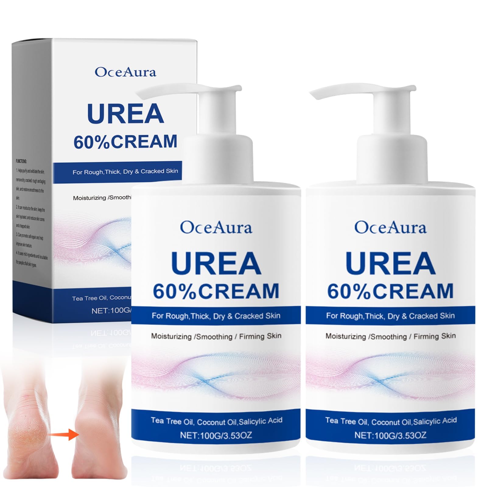 Crema Urea 2PCS, Urea Piedi, Piedi Arricchita con, Crema piedi secchi screpolati, per Mani, Talloni, Gomiti, Unghie e Ginocchia