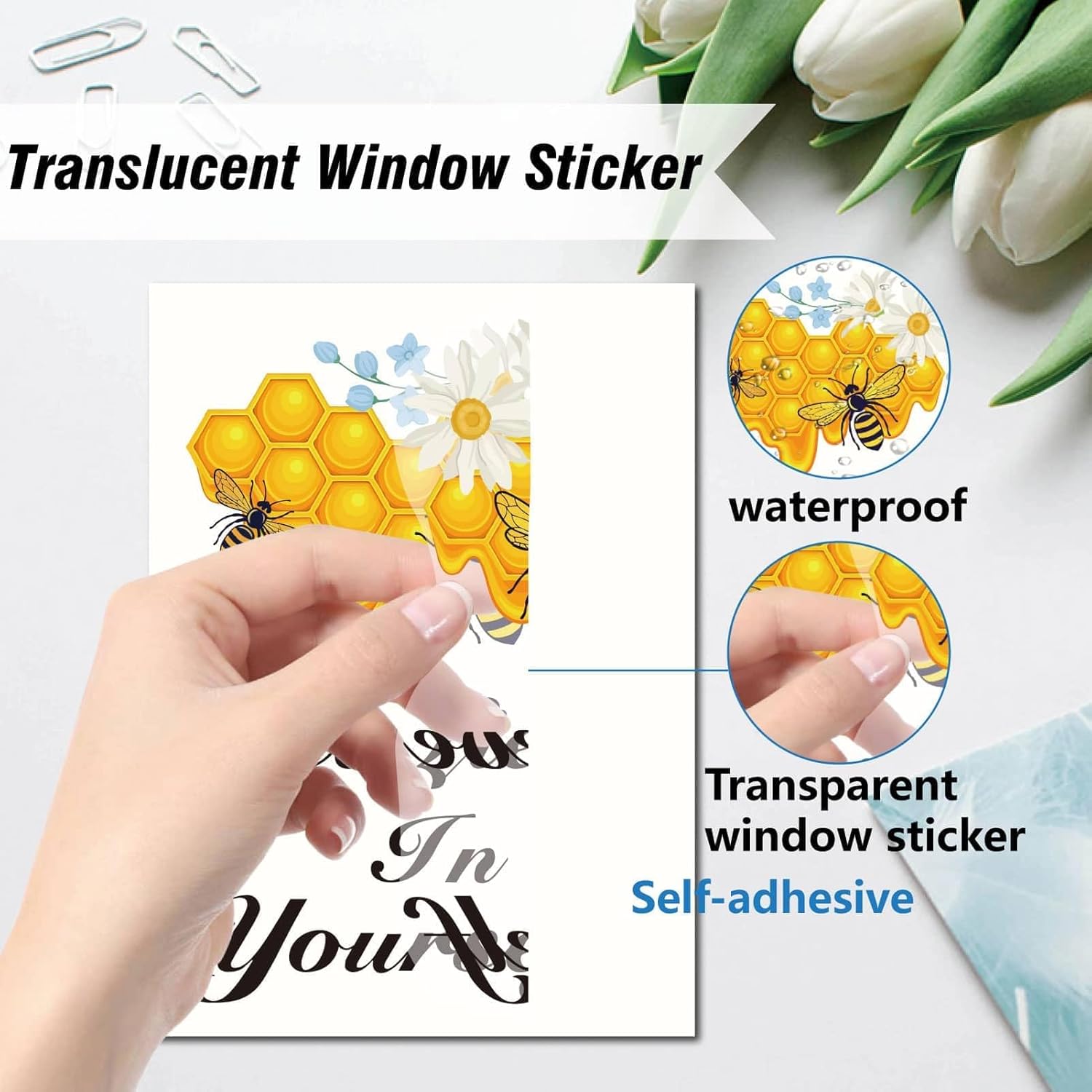 CRASPIRE 8 Sheets Bee Wall Decals Honey Window Clings Self-Adhesive Sunflower Wall Sticker Inspirational Quotes Decor Peel and Stick for Home Office Nursery Birthday Party Fridge Bedroom Bathroom