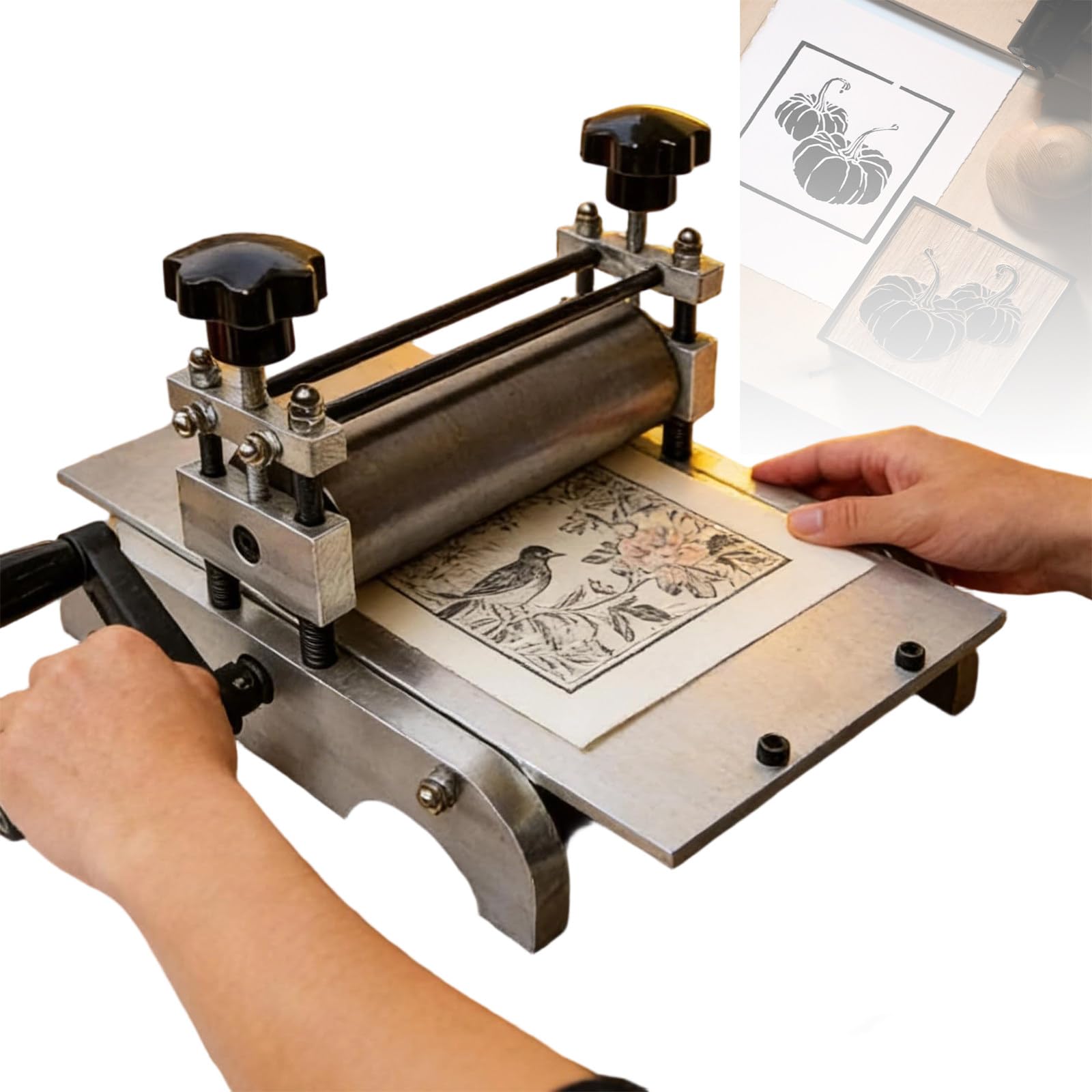 GwlThixion Printmaking Etching Machine, Desktop Slab Roller Printmaking Machine 31×17cm, Thickened Steel Plate, for The Production of Paper, Wood, and Copper Engravings