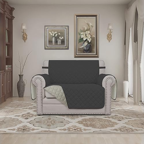 Miniatura 601 de Easy-Going - Funda reversible para sofá, resistente al agua, con varillas de espuma y correas elásticas, protector de muebles para mascotas y perros