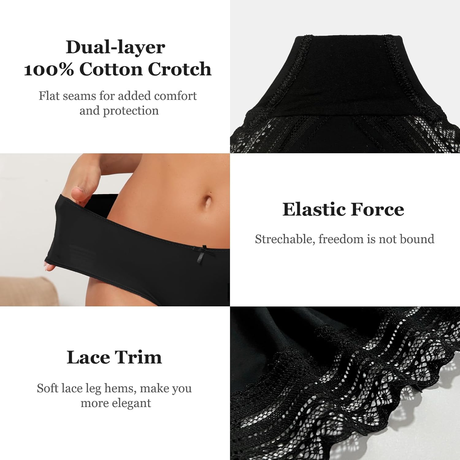 ADOVAKKER Women's Underwear Low Rise Lady Micro Smooth Breathable Briefs Hipster Panties Multipack Printing J-S1 - Image 4