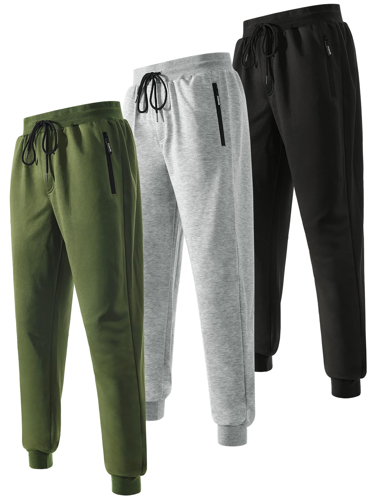3 4 Pack Mens Sweatpants Fleece Joggers for Men Athletic Workout Pants with Zipper Pockets and Drawstring