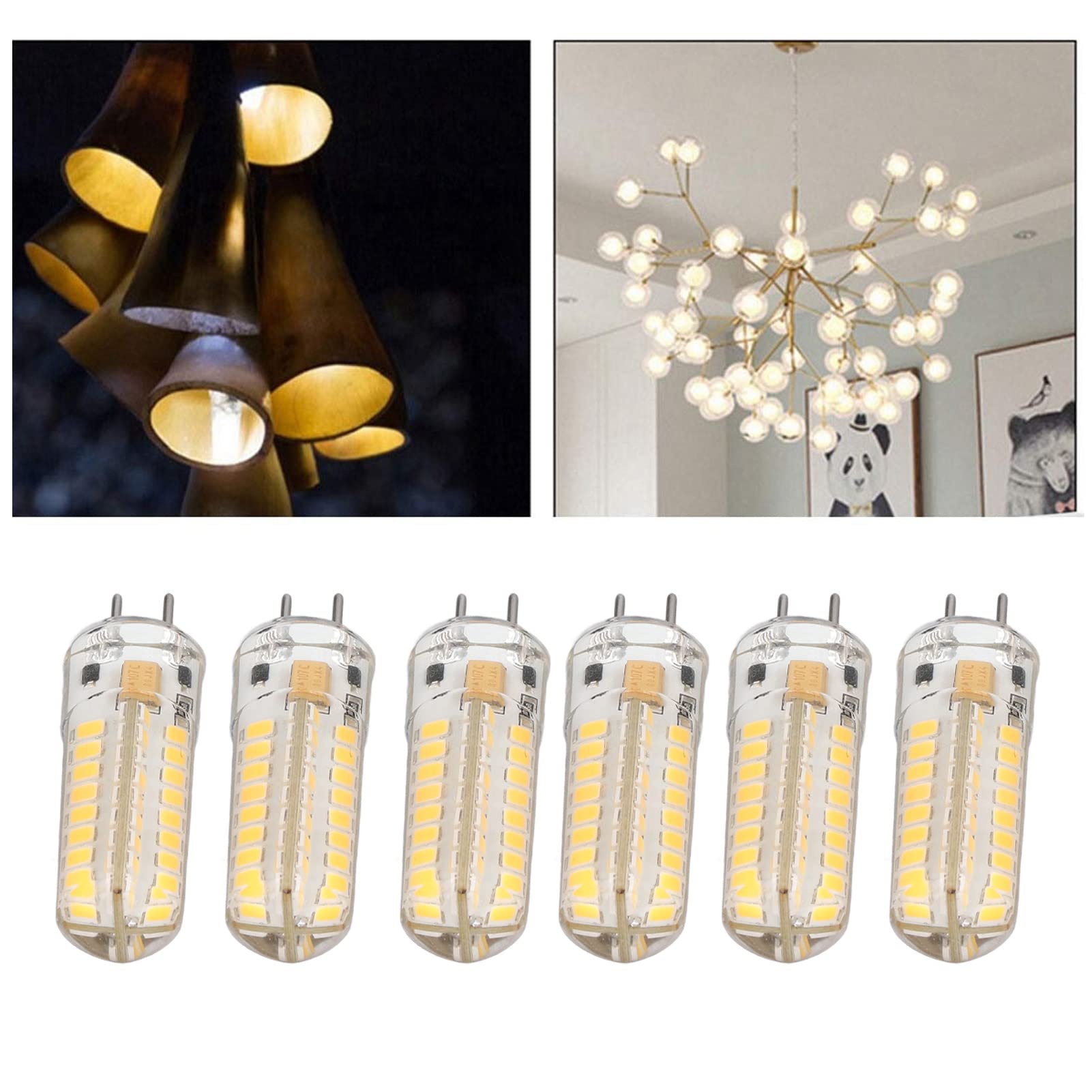 6 Uds 7W AC DC12V Bombilla LED GY6.35 Portalámparas 700lm 72 LEDs 360 Grados Bombilla LED Tipo Maíz para Lámparas Colgantes Lámparas de Techo (Luz calida)