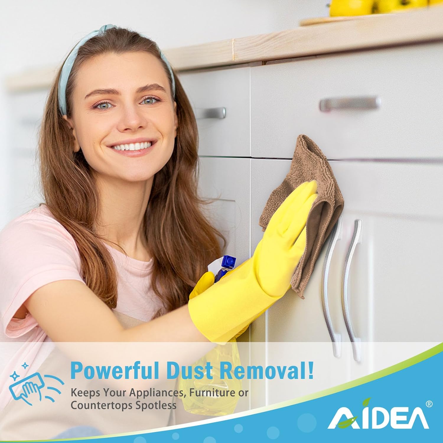 AIDEA Microfiber Cleaning Cloth-12PK, Soft Microfiber Towels for Cars, Absorbent Cleaning Rags, Lint-Free Streak-Free Wash Cloths for House, Kitchen, Window(12in.x12in), Brown - Image 4