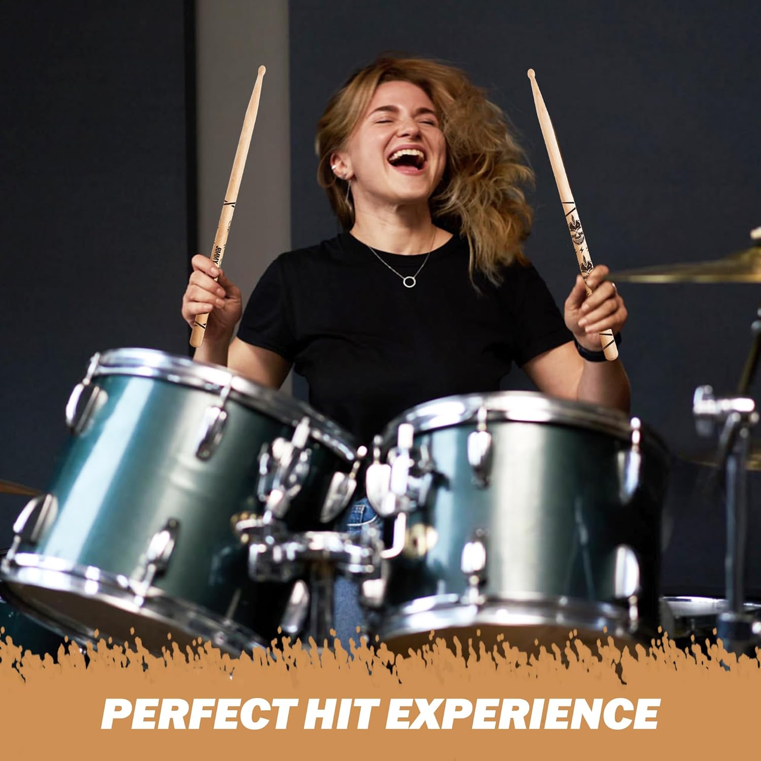 Vital Signs Personalized Engraved 5A Drumsticks – Hickory Wood Tip Customized Drumsticks for Drums with Name or Text – 1 Pair Wooden Drums sticks Gift for Musicians, Drummers, Bands (Punk Mohawk)