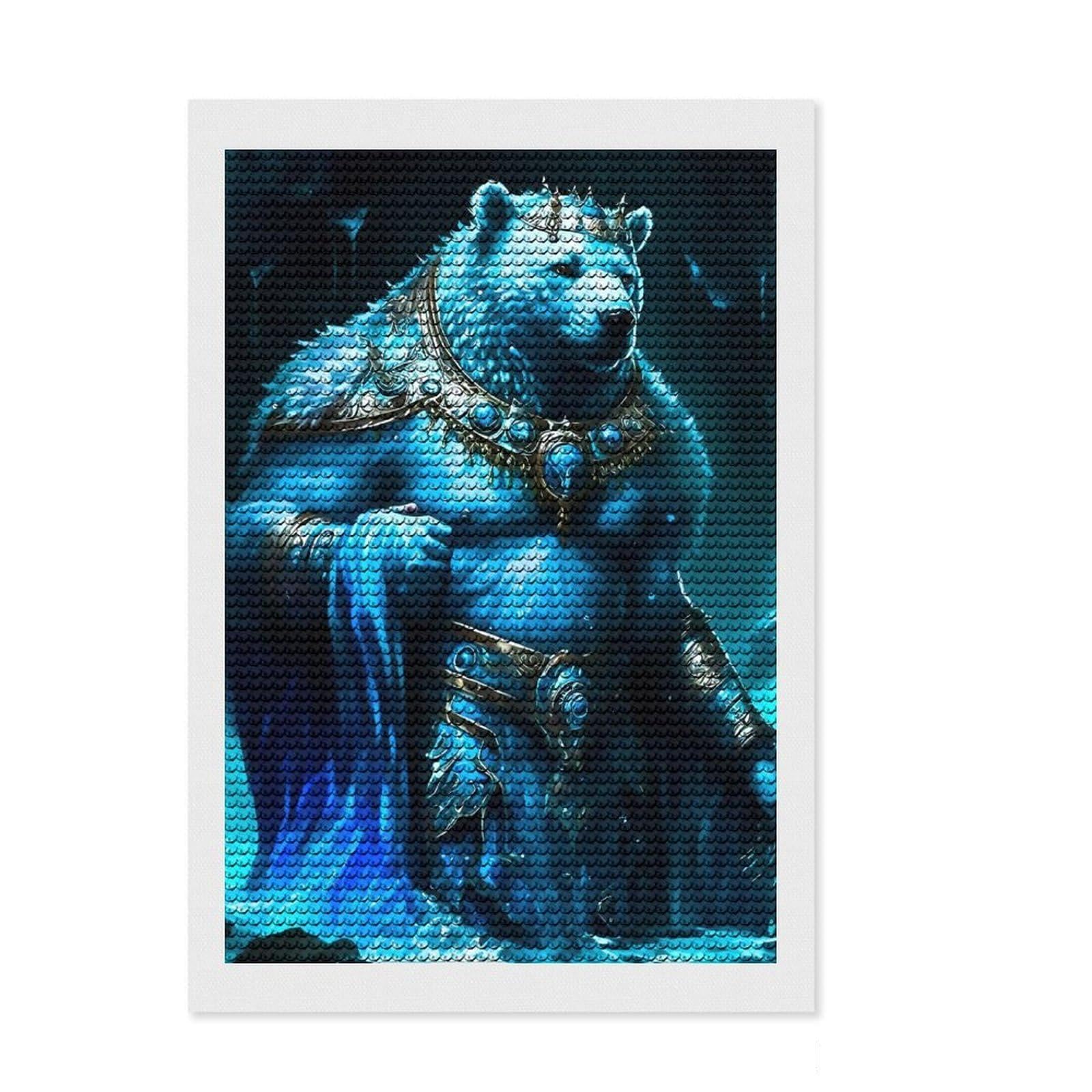 Junmoney Bear Diamond Art Kit 8"x12", for Teens, Home Wall Decor, Easy to Enjoy, Holiday Gift Idea, Calming Craft to Unwind