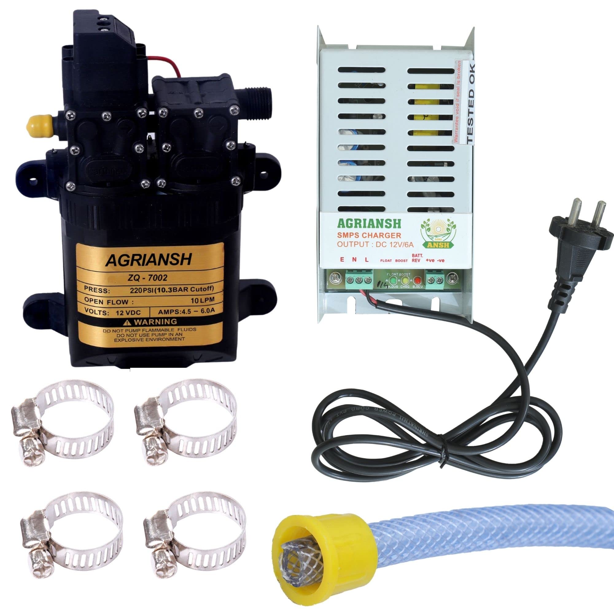 AGRIANSH 220 PSI High Pressure Double Motor Diaphragm Water Pump with 12V/ 6Amp SMPS/Adapter Multi Purpose Gardening, Car Bike Washing, AC & Floor Cleaning (B0BX37N16M) Amazon Price History, Amazon Price Tracker