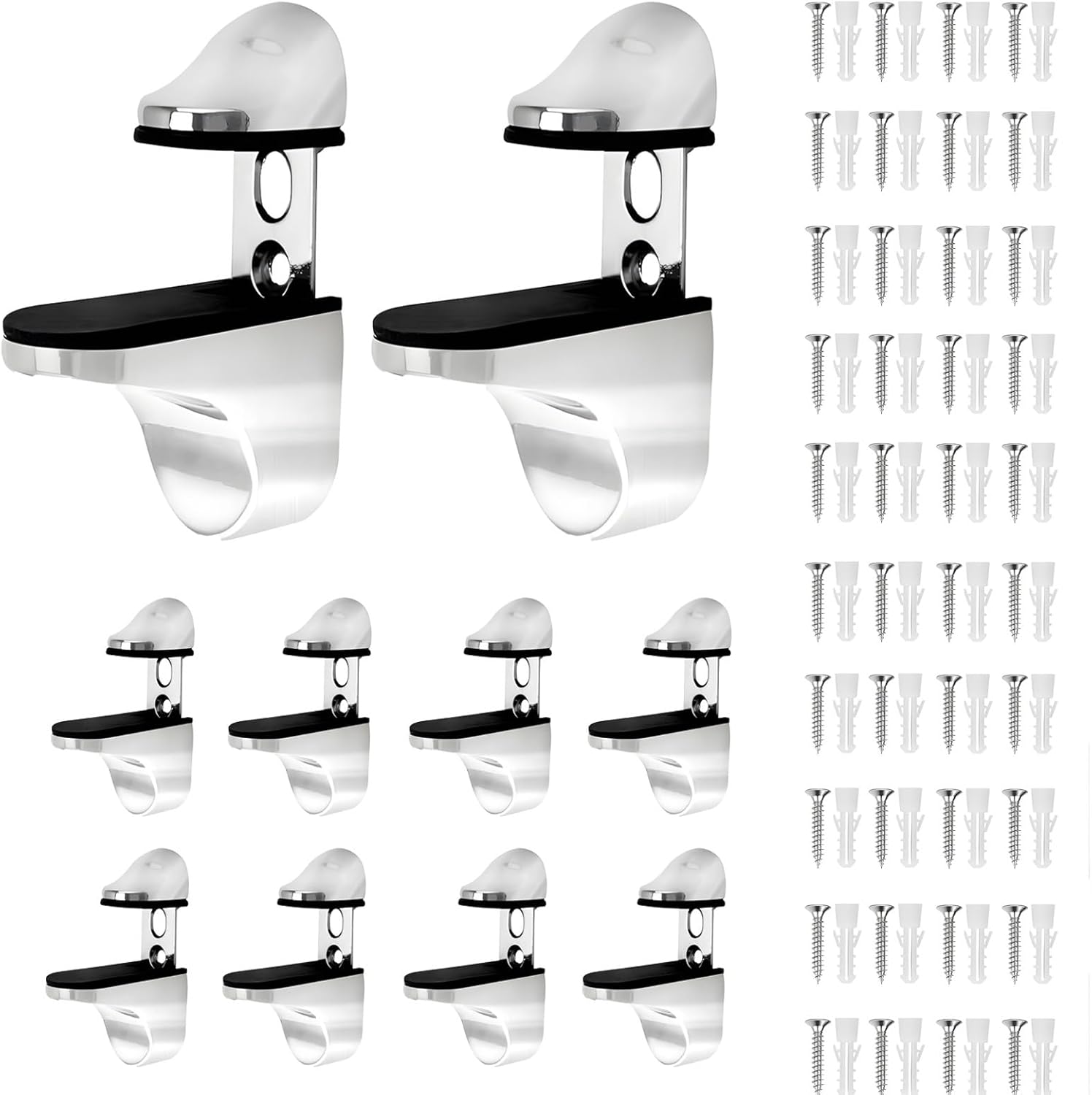 10pcs Bright Surface Glass Shelf Bracket, Wall Mount Adjustable Zinc Alloy Glass Clamps Clip, for 3-20mm Thickness