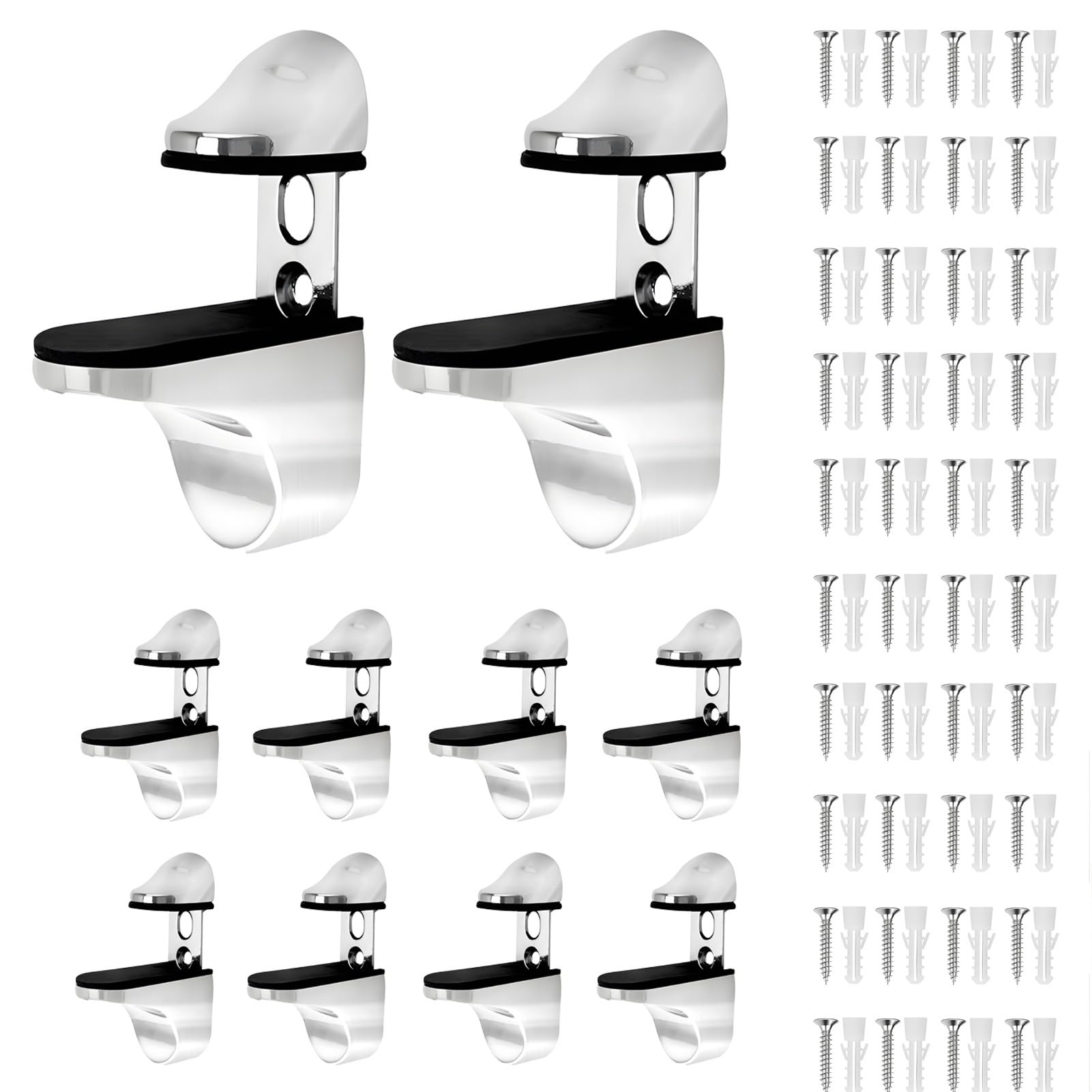 Support étagère verre réglable 3-20mm en zinc brillant pour fixation murale stable et sécurisée