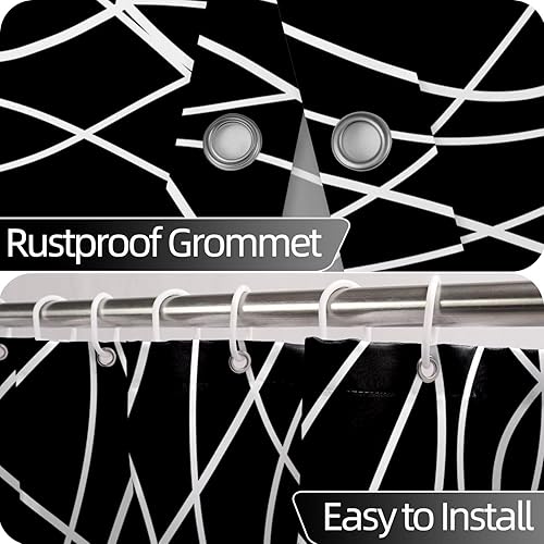 Miniatura 225 de Cortina de ducha pequeña a rayas gris claro degradado para baño, 36 x 72 pulgadas, juego de cortina de ducha geométrica para cabina de RV con Gris