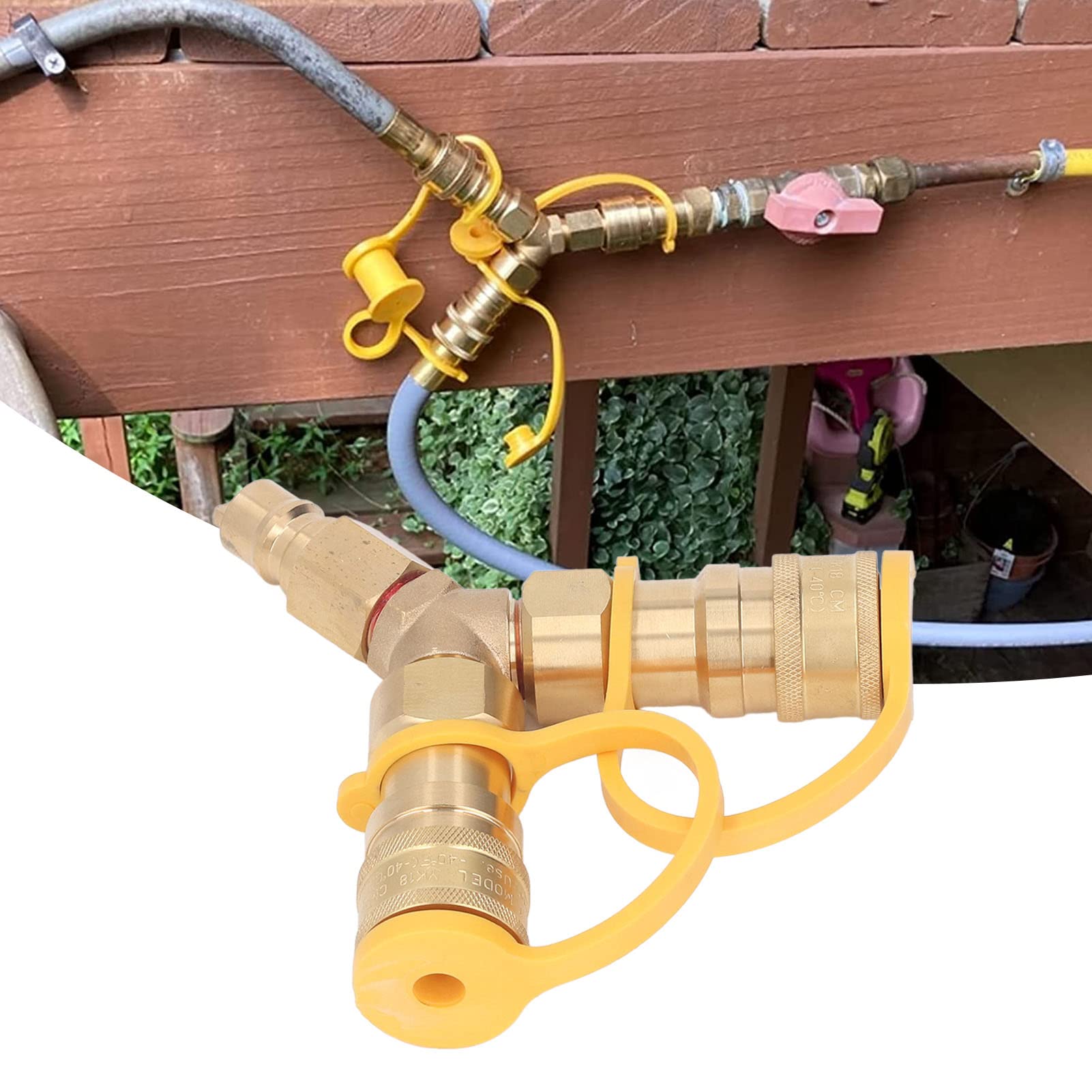 Splitter a Y per Gas da 3/8 di Pollice con Attacco Rapido, Connettore in Gomma in Ottone, Prestazioni Sicure per più Dispositivi, Funzionamento Semplice, Ampia Applicazione per