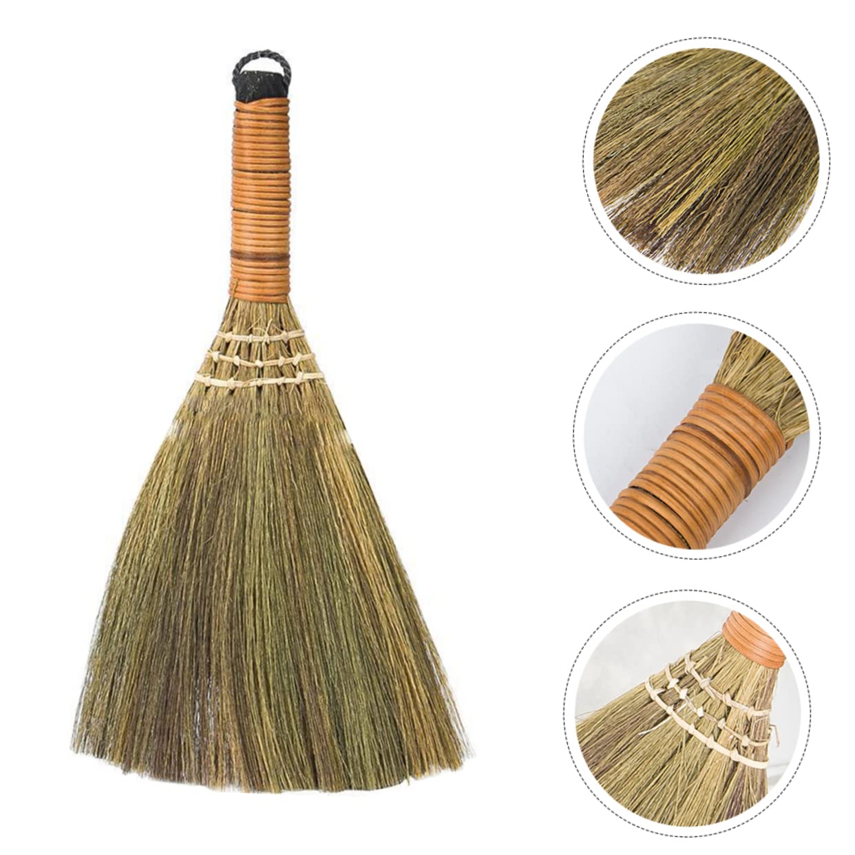 Veemoon Handmade Mini Straw Broom Set of 4 - Portable Dust Cleaning Tools for Home and