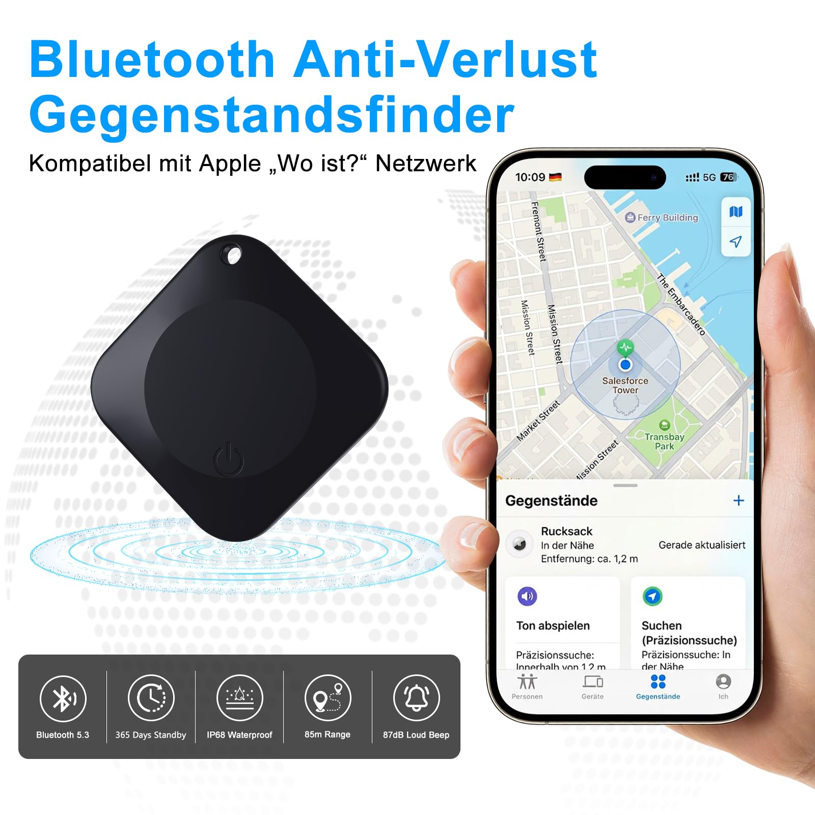 Air Tracker Tag 4er Pack,Schlüssel Finder Kompatibel Compatible Avec Apple Find My (iOS NUR) IP68 Wasserdicht,Bluetooth Key Finder für Gepäck/Taschen/Brieftasche
