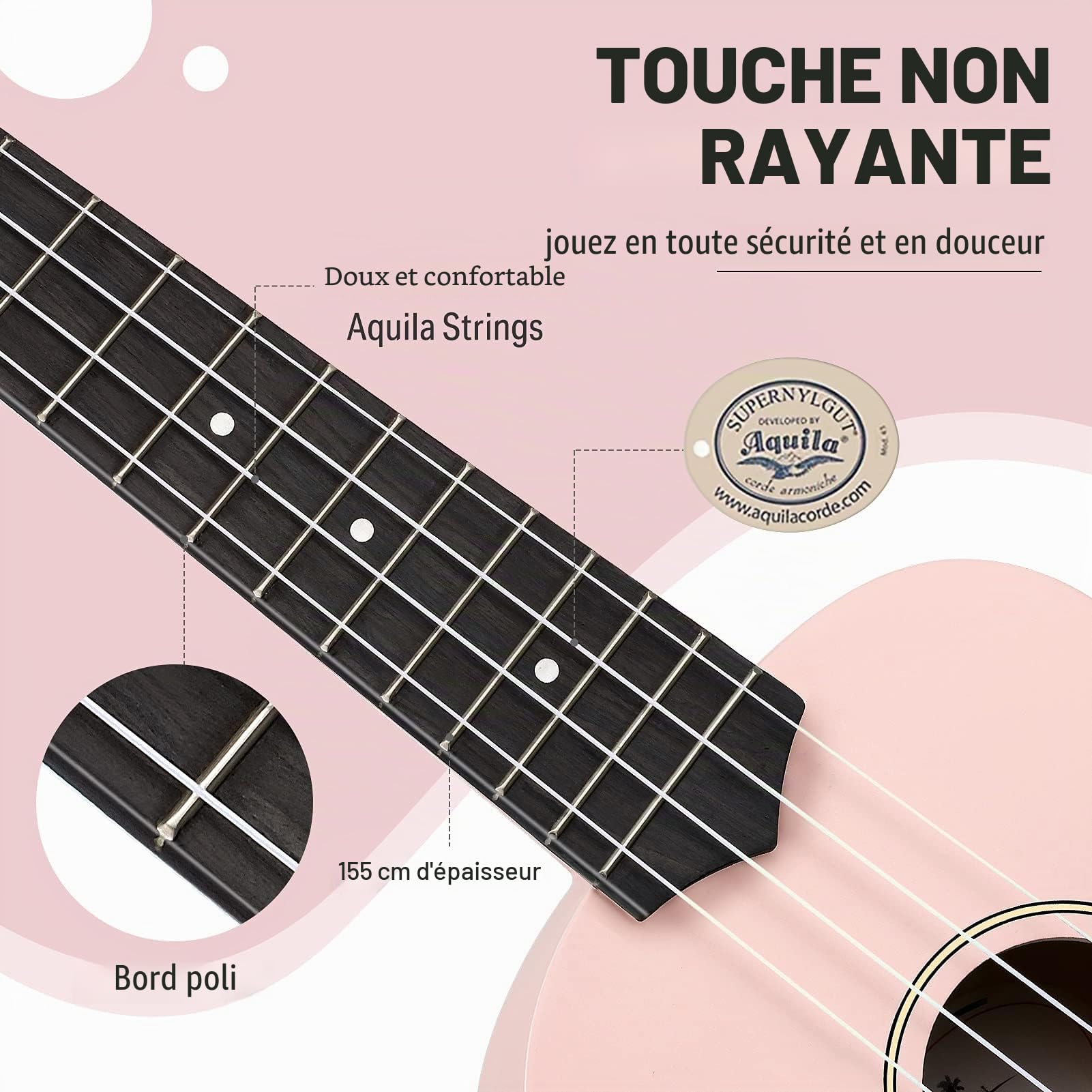 Donner Ukulélé soprano rose de 53,3 cm pour débutant, adulte avec sac de cours en ligne, sangle, accordeur de cordes, DMU-01 mat ensemble d'ukalalee série Macaron