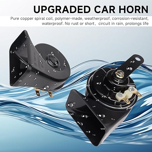 Miniatura 8 de FARBIN Kit de bocina de automóvil con arnés de cable de relé, bocina de automóvil impermeable de 12 V, bocinas de tren súper fuertes para camión,