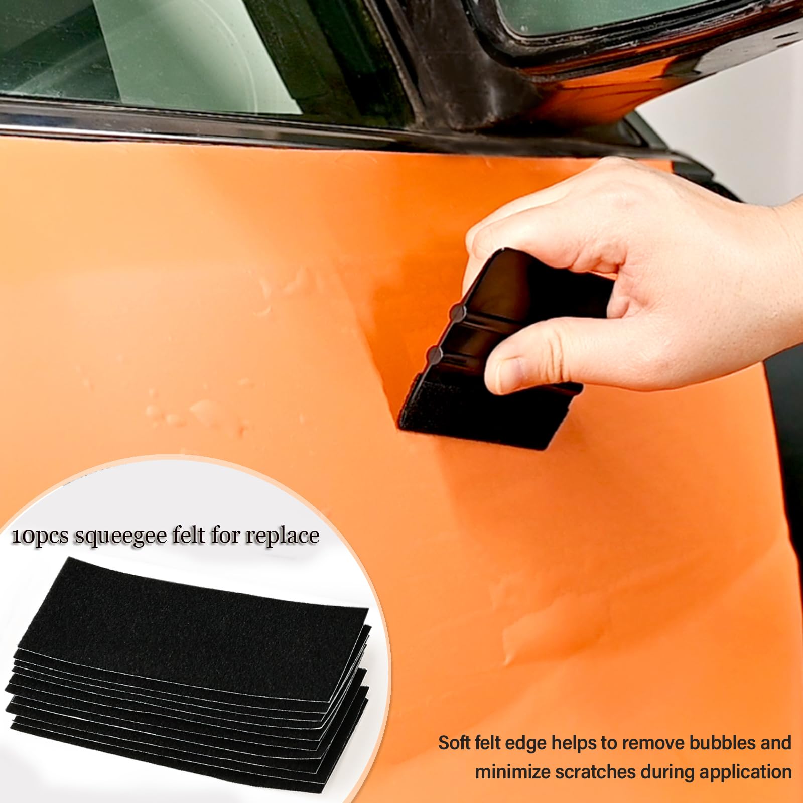 Gomake - Kit de tinte de ventana de vinilo para ventana, kit de aplicación de tinte para ventana de coche con pequeña escobilla de goma, escobilla de vinilo, escobilla de goma para juntas de vástago,
