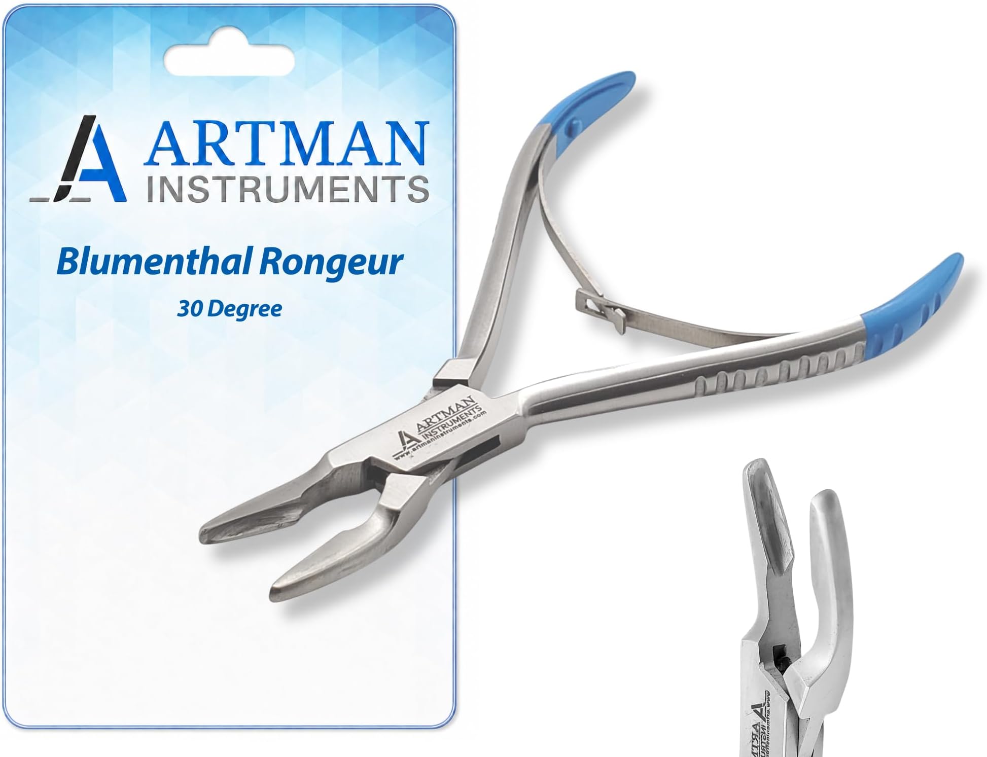 ARTMAN INSTRUMENTS Blumenthal Bone Rongeur โ 30-Degree Curved Tip Surgical Dental Instrument, Stainless Steel, Autoclavable, Rust-Resistant, Precision Trimming and Removal with Durable Spring Action