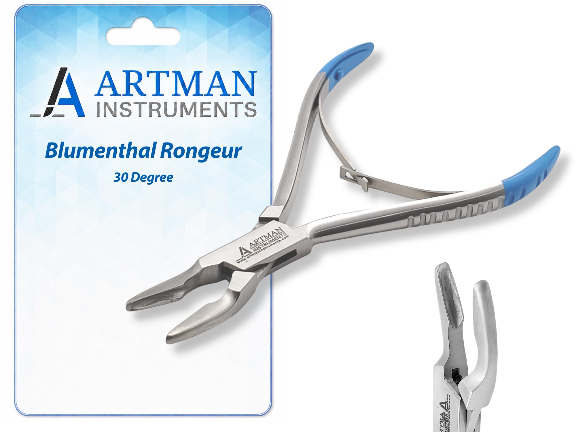 ARTMAN INSTRUMENTS Blumenthal Bone Rongeur – 30-Degree Curved Tip Surgical Dental Instrument, Stainless Steel, Autoclavable, Rust-Resistant, Precision Trimming and Removal with Durable Spring Action