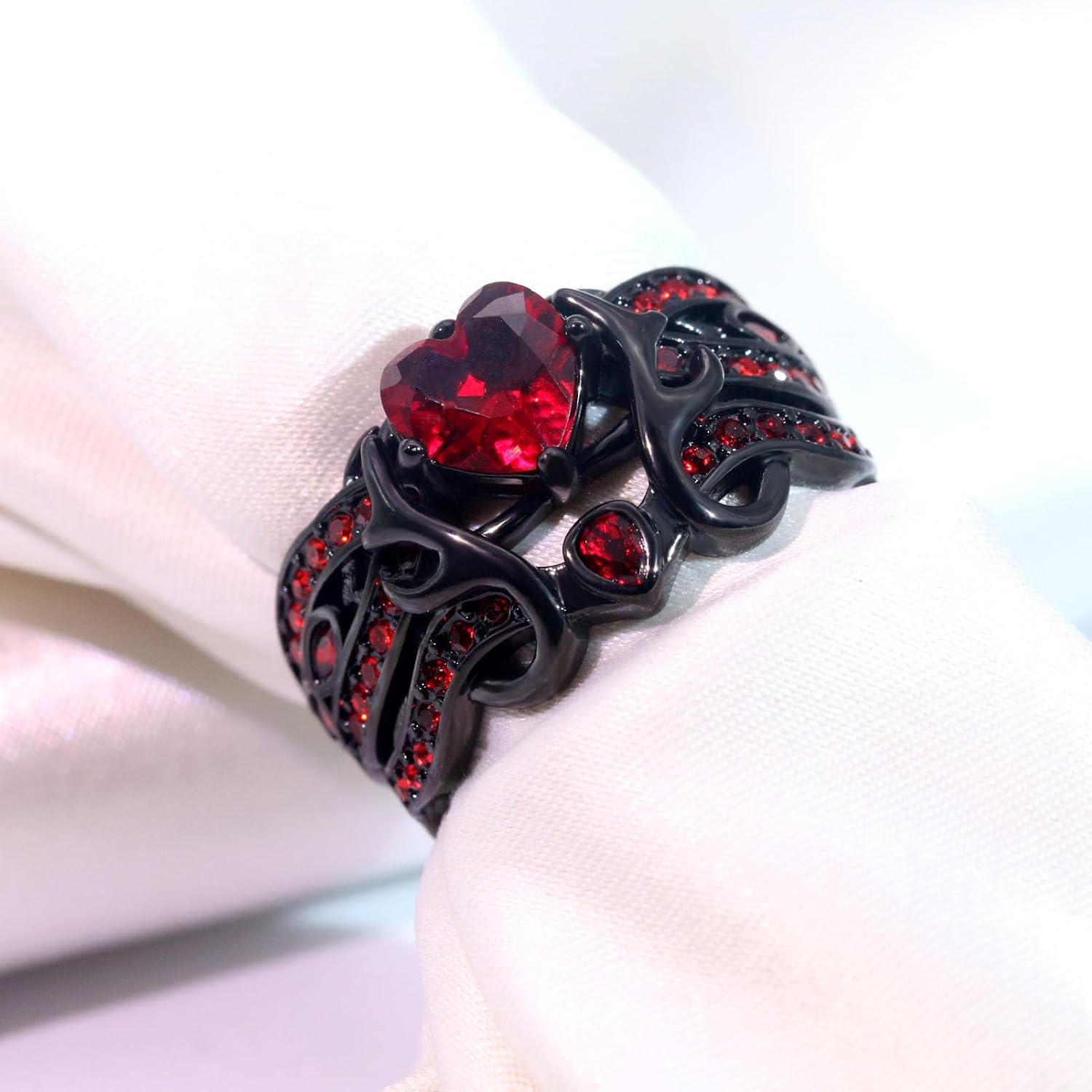 Couple Rings Antlers Design Black Matching Ring 1CT AAA CZ Women Wedding Ring Sets for Him and Her Rings