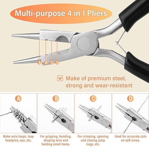 Miniatura 4 de Modacraft Alambre de plata de calibre 20 con alicates 4 en 1 Modacraft de 82 pies, alambre de cobre resistente al deslustre, alambre de cobre para