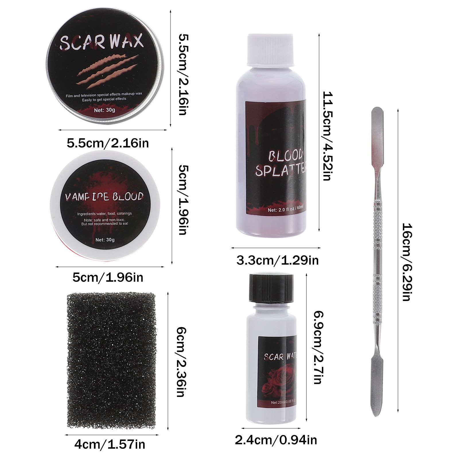 4 Juegos Kit de Maquillaje de Halloween Gel de Cera Cosmética