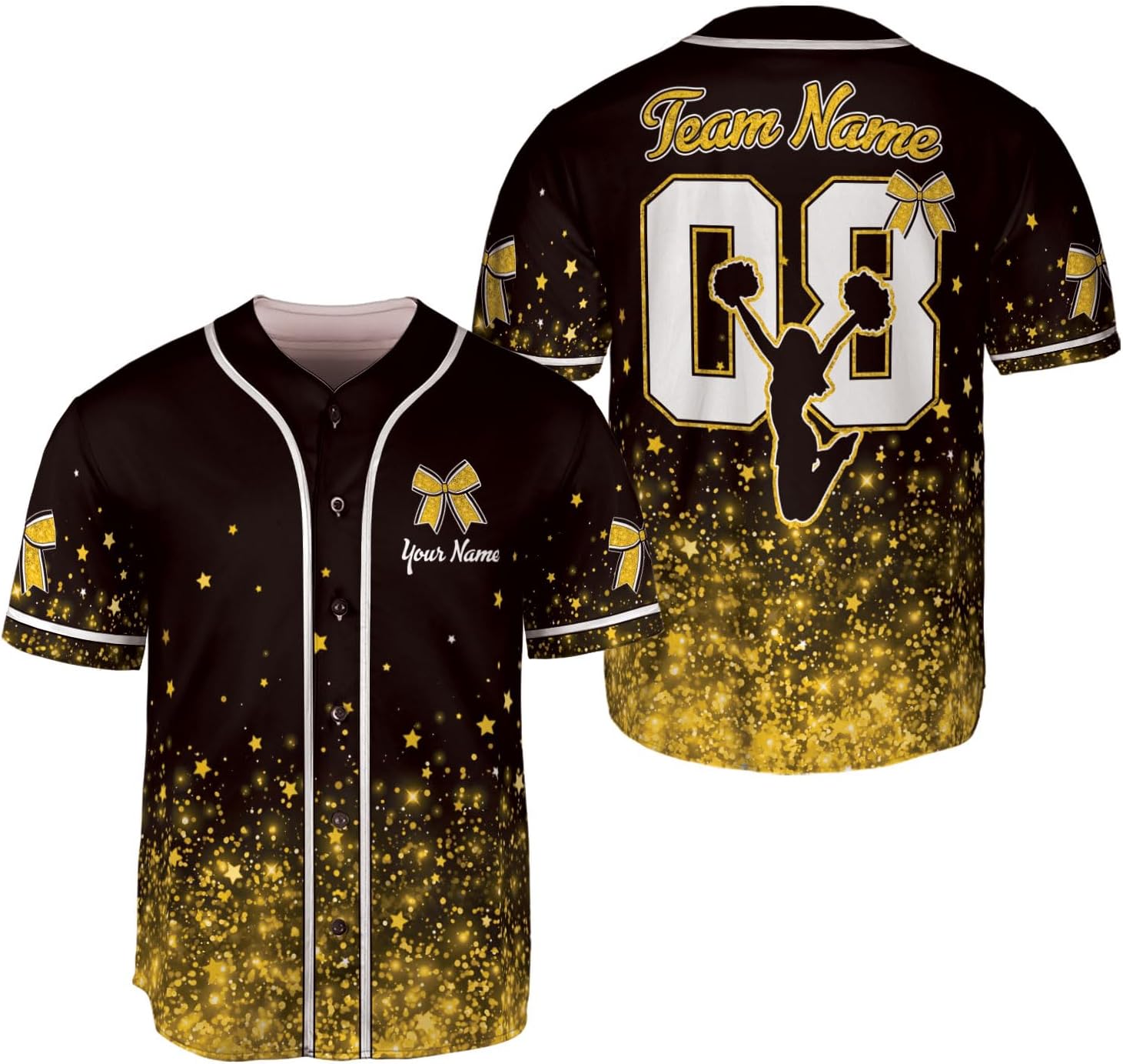 Personalized Cheer Uniform Baseball Jersey, Custom Cheerleading Baseball Jersey, Cheer Ribbon Jersey, Cheerleader Team Shirt