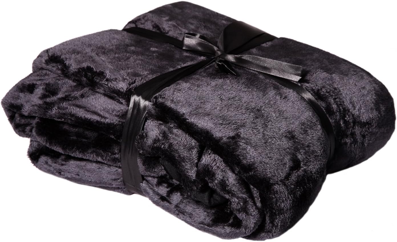 VIVA Cashmere Feeling Microfibre Throw, 150 x 200 cm, black