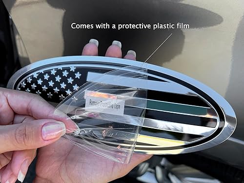 Vista 22 de Placa de identificación ovalada de 9.5 pulgadas para F150 2015-2021 delantera y trasera (cromo, 9.5 pulgadas)