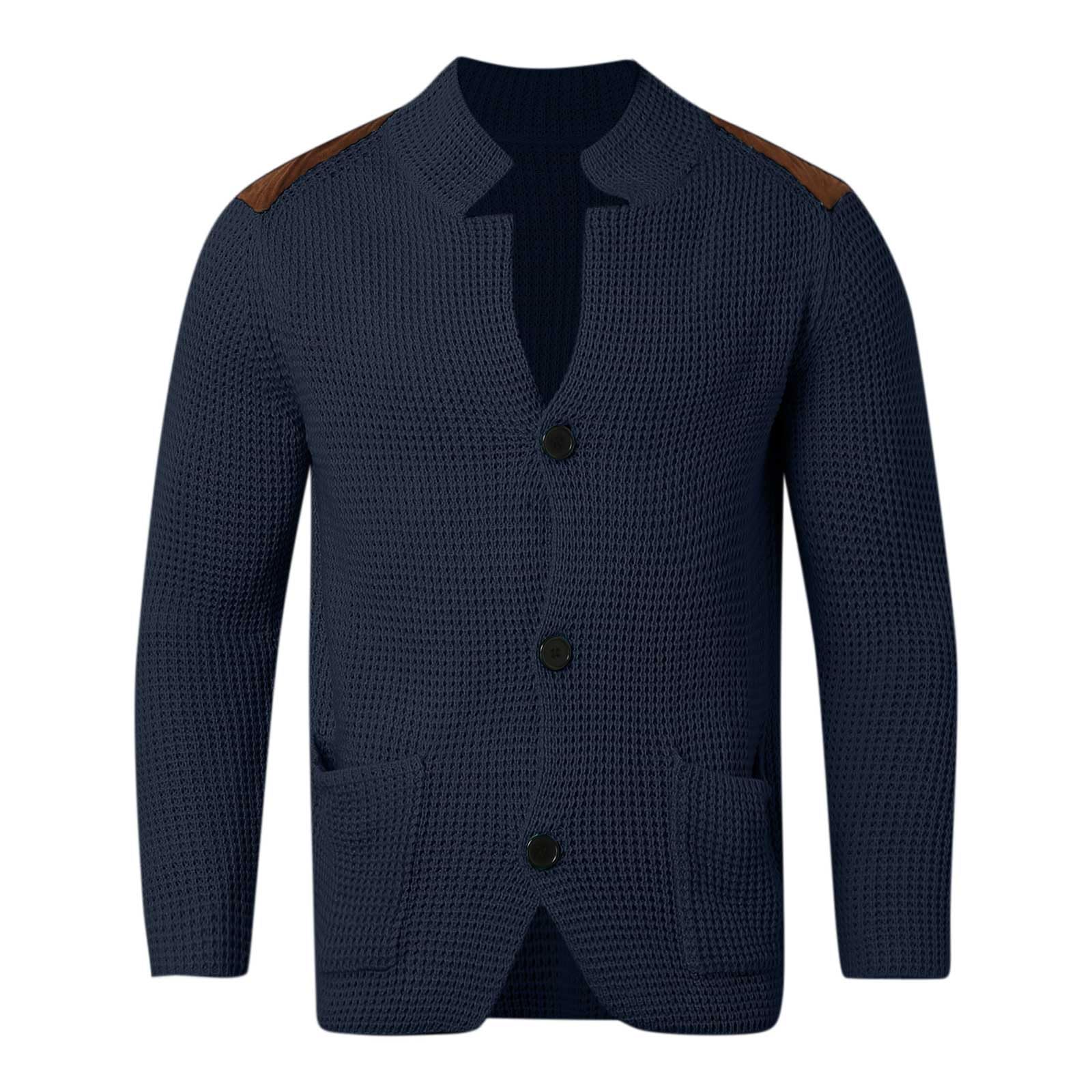 Cardigan Hombre Lana, Chaqueta De Lana para Hombre Manga Larga Cárdigan De Punto Trenzado Casual Cuello De Chal Abotonado con Bolsillos para Otoño E Invierno