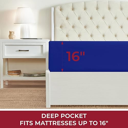 Miniatura 121 de Mellanni California King Fitted Sheet - Iconic Collection Bedding Sheets with up to 16 inch Deep Pocket - Soft & Cooling - Fade & Stain Resistant