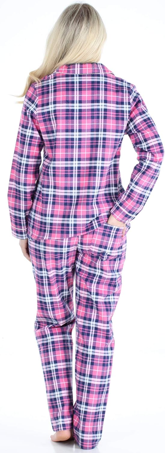 PajamaMania Women's Cotton Flannel Long Sleeve Button-Down Pajamas PJ Set - Image 2