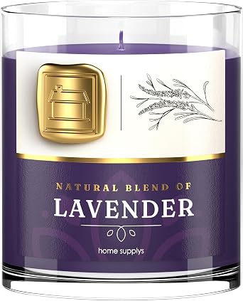 Large Lavender Candle - Deep Sleep Candle Gift for Women & Men with Lid - Perfect Nights Sleep - Relaxing Scent Long Burn Time with Lavender, Chamomile, Jasmine, Lily & Pine 300g/60hr