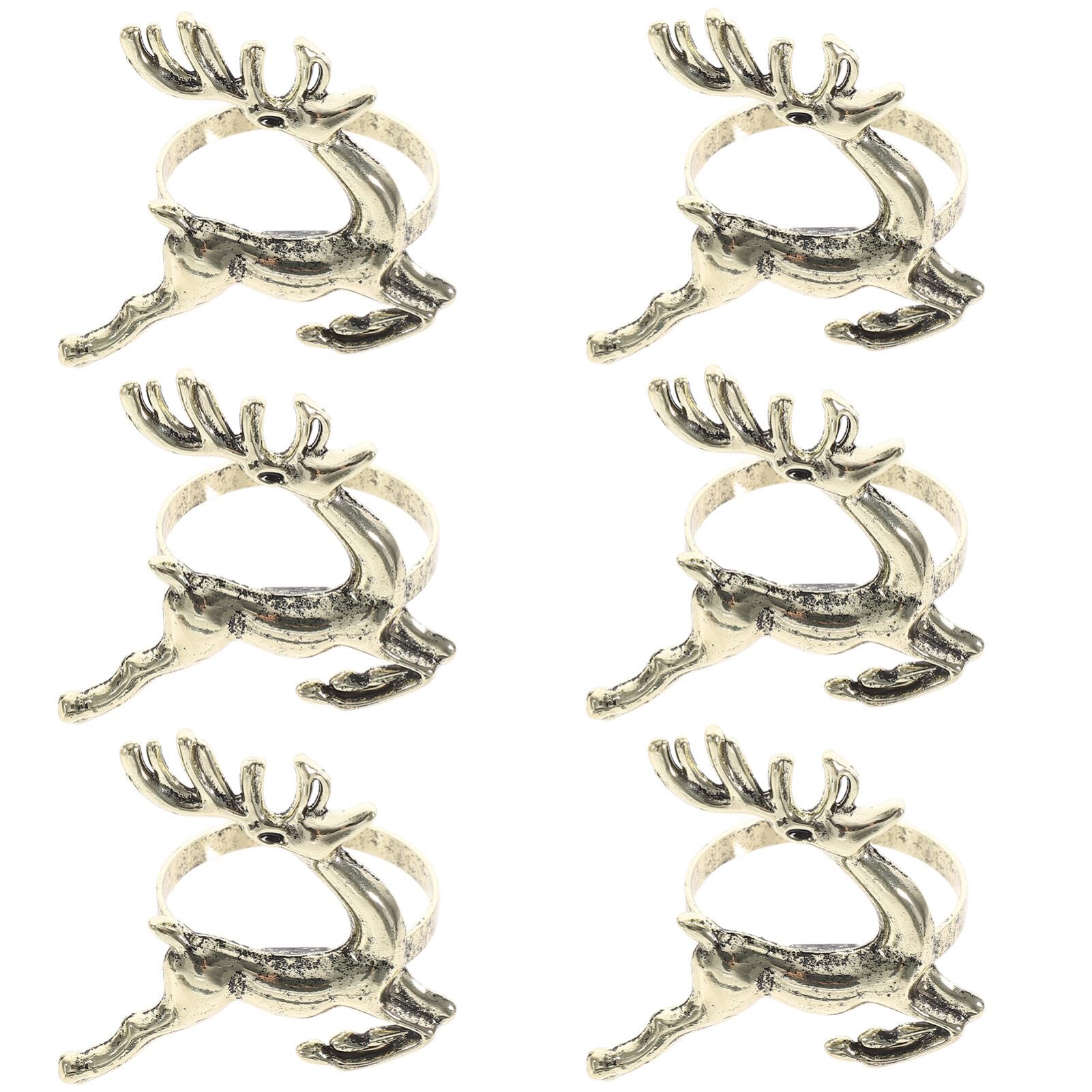 ifundom 6pcs Vintage Christmas Reindeer Napkin Elegant Table Decor for Holiday Dinners Festive Deer Shaped Napkin Holders for Christmas Parties Unique Retro Style
