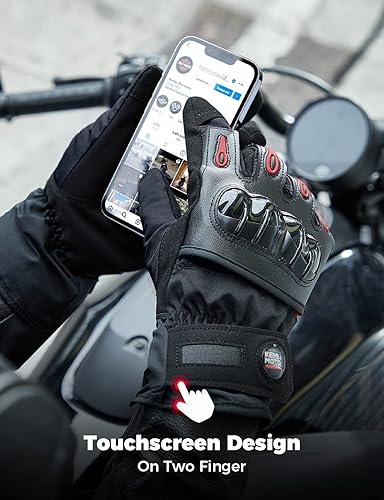 Miniatura 5 de KEMIMOTO Guantes de motocicleta de invierno para hombres y mujeres, guantes impermeables para pantalla táctil, para ATV, esquí, moto de nieve