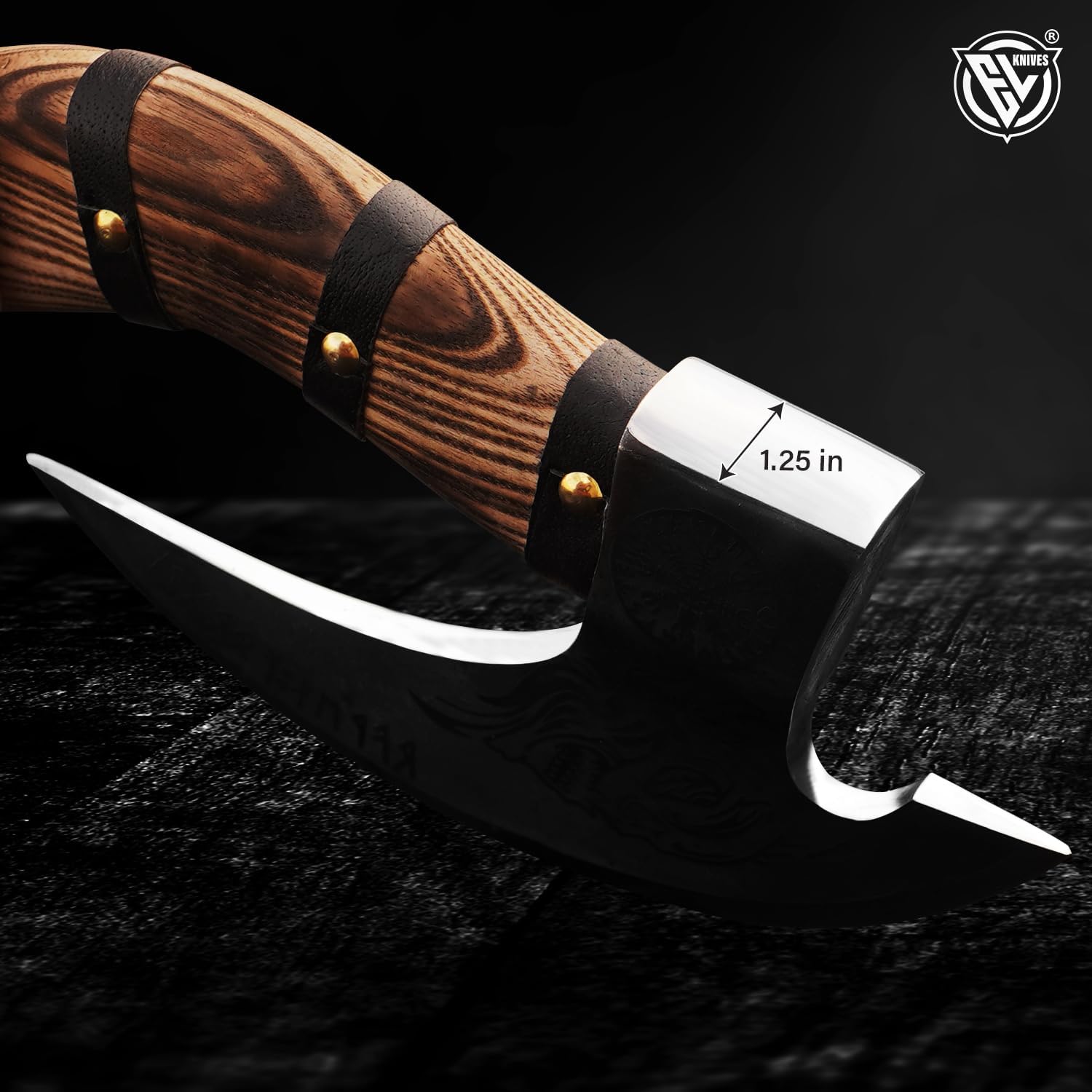 Edgelandknives&reg; 多目的バイキングピザアックス シース付き バイキングブッチャーアックス バイキングピザカッターアック