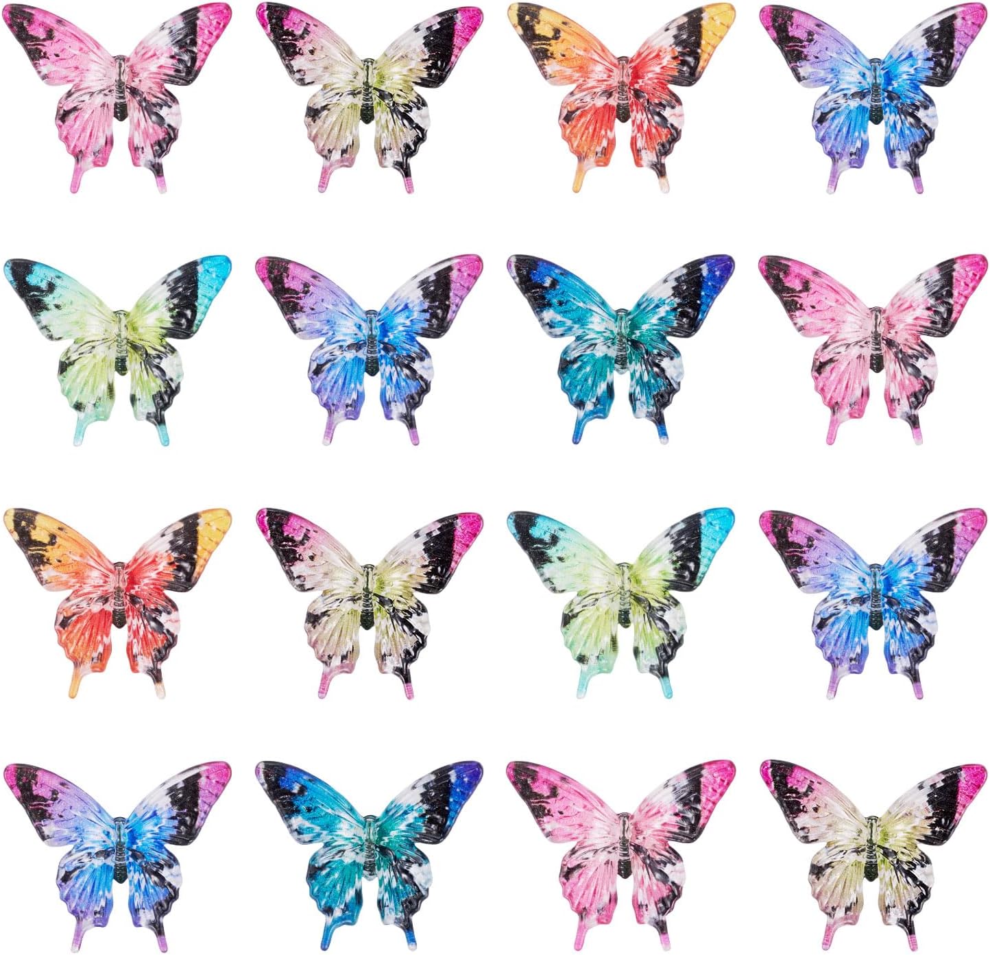 24Pcs Butterfly Acrylic Beads for Pens, Colorful Butterfly Fancy Spacer Focal Beads Insect Animal Butterflies Vertical Hole Bead for DIY Crafts Earring Keychain Jewelry Making - Image 7